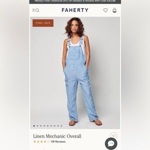 Brand new Faherty overalls linen with blue stripe - great casual look!